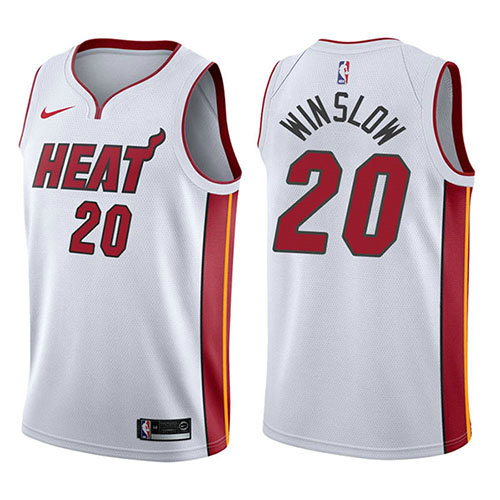 Camiseta baloncesto Justise Winslow 20 Association 2017-18 Blanco Miami Heat Hombre