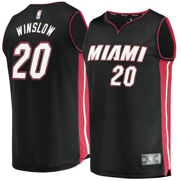 Camiseta baloncesto Justise Winslow 20 Icon Edition Negro Miami Heat Hombre