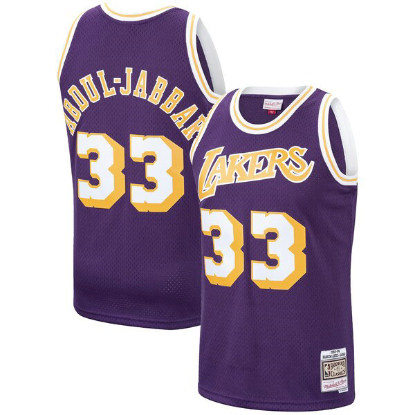 Camiseta baloncesto Kareem Abdul-Jabbar 33 1983-1984 Classics Swingman Púrpura Los Angeles Lakers Hombre