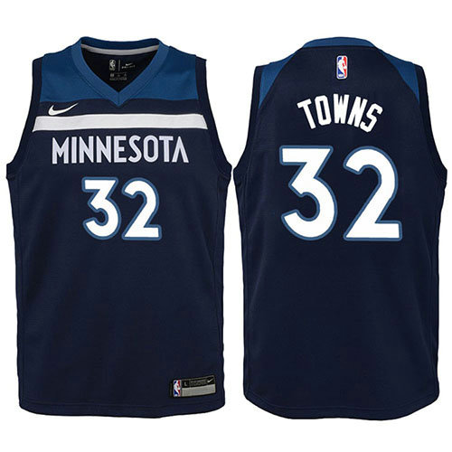 Camiseta baloncesto Karl-Anthony Towns 32 2017-18 Azul Minnesota Timberwolves Nino
