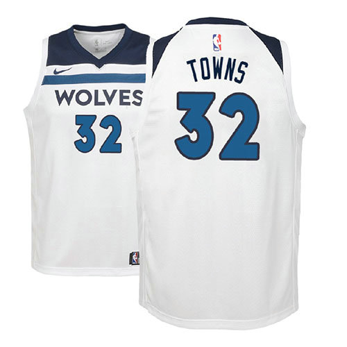 Camiseta baloncesto Karl-Anthony Towns 32 2017-18 Blanco Minnesota Timberwolves Nino