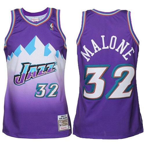 Camiseta baloncesto Karl Malone 32 Retro P鐓pura Utah Jazz Hombre