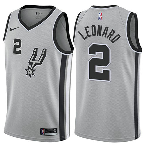 Camiseta baloncesto Kawhi Leonard 2 2017-18 Gris San Antonio Spurs Hombre