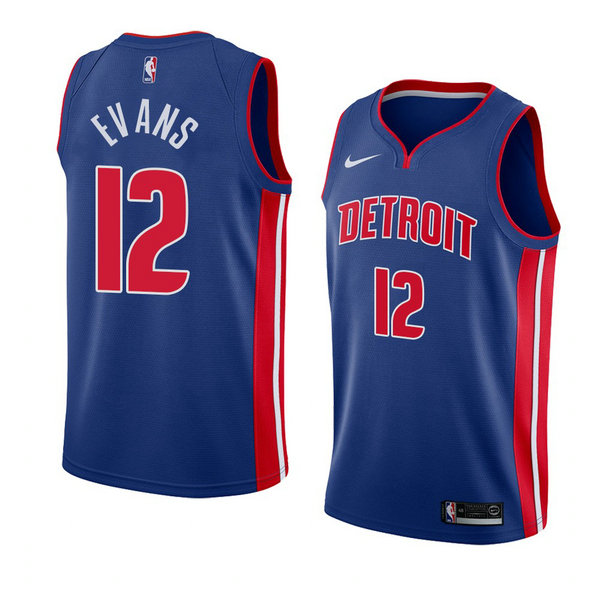 Camiseta baloncesto Keenan Evans 12 Icon 2018 Azul Detroit Pistons Hombre