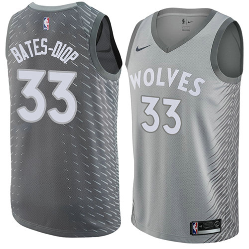 Camiseta baloncesto Keita Bates-Diop 33 Ciudad 2017-18 Gris Minnesota Timberwolves Hombre