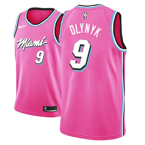 Camiseta baloncesto Kelly Olynyk 9 Earned 2018-19 Rosa Miami Heat Hombre