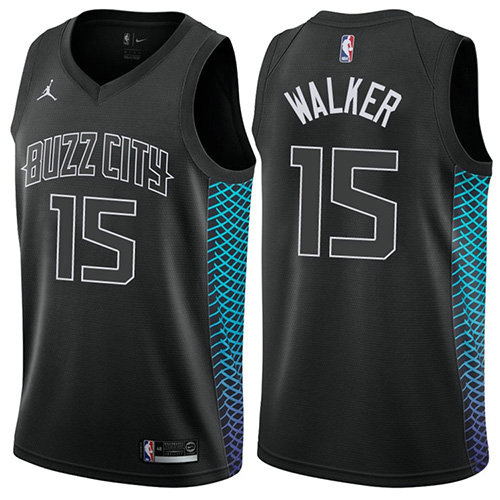 Camiseta baloncesto Kemba Walker 15 Ciudad 2018 Negro Charlotte Hornets Hombre