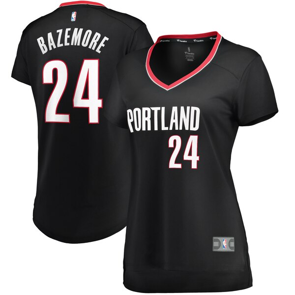 Camiseta baloncesto Kent Bazemore 24 icon edition Negro Portland Trail Blazers Mujer