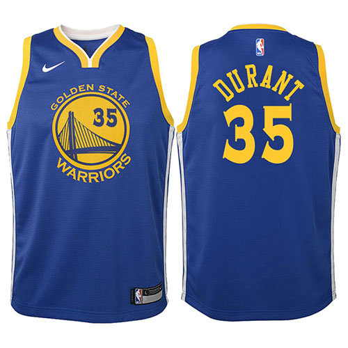 Camiseta baloncesto Kevin Durant 35 2017-18 Azul Golden State Warriors Nino
