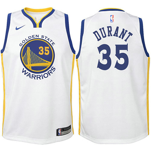 Camiseta baloncesto Kevin Durant 35 2017-18 Blanco Golden State Warriors Nino