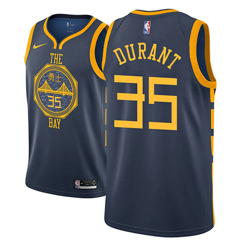Camiseta baloncesto Kevin Durant 35 Ciudad 2018-19 Azul Golden State Warriors Hombre
