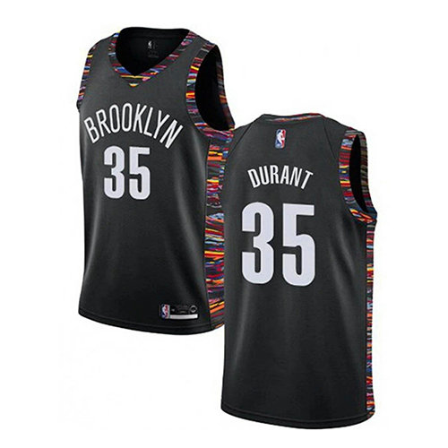 Camiseta baloncesto Kevin Durant 35 Ciudad 2019-20 Negro Brooklyn Nets Hombre