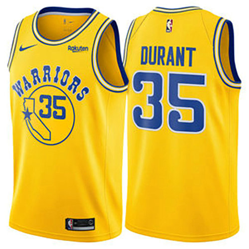 Camiseta baloncesto Kevin Durant 35 Hardwood Classic 2018 Amarillo Golden State Warriors Hombre