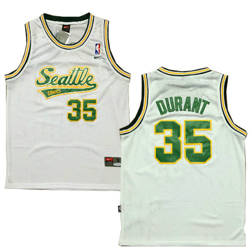 Camiseta baloncesto Kevin Durant 35 Historic Blanca Seattle Supersonics Hombre