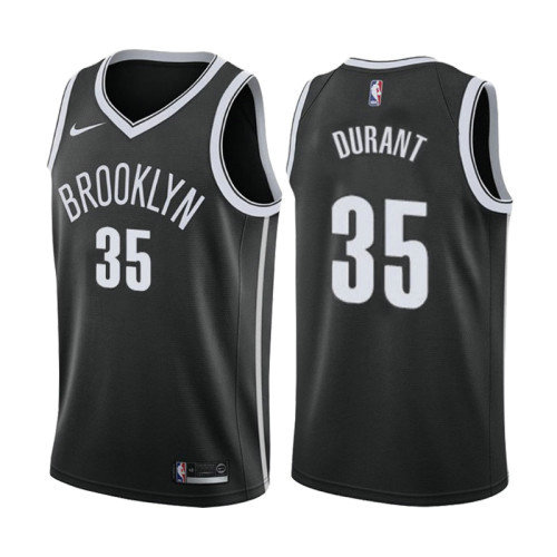 Camiseta baloncesto Kevin Durant 35 Icon 2019-20 Negro Brooklyn Nets Hombre