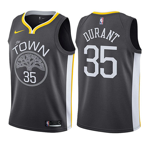 Camiseta baloncesto Kevin Durant 35 Statement 2017-18 Gris Golden State Warriors Nino