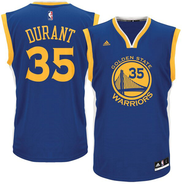 Camiseta baloncesto Kevin Durant 35 adidas Road Replica Azul Golden State Warriors Hombre