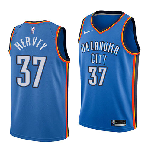 Camiseta baloncesto Kevin Hervey 37 Icon 2018 Azul Oklahoma City Thunder Hombre