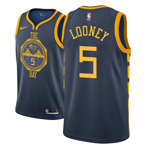 Camiseta baloncesto Kevon Looney 5 Ciudad 2018-19 Azul Golden State Warriors Hombre