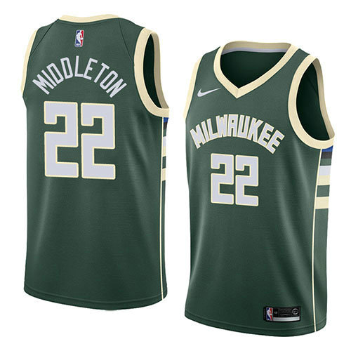 Camiseta baloncesto Khris Middleton 22 Icon 2018 Verde Milwaukee Bucks Hombre