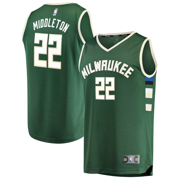 Camiseta baloncesto Khris Middleton 22 Icon Edition Verde Milwaukee Bucks Hombre