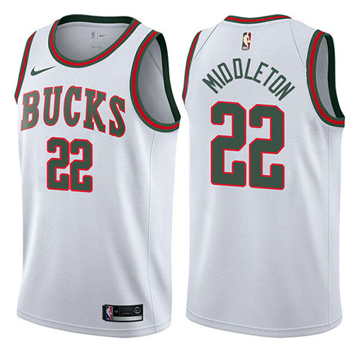 Camiseta baloncesto Khris Middleton 22 Return To The Mecca Classic 2017-18 Blanco Milwaukee Bucks Hombre