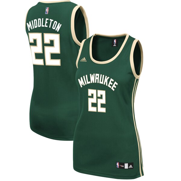 Camiseta baloncesto Khris Middleton 22 Réplica Verde Milwaukee Bucks Mujer