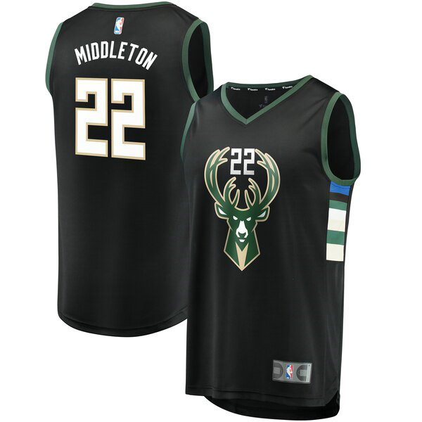 Camiseta baloncesto Khris Middleton 22 Statement Edition Negro Milwaukee Bucks Hombre