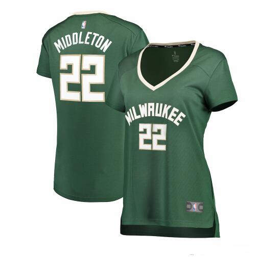 Camiseta baloncesto Khris Middleton 22 icon edition Verde Milwaukee Bucks Mujer
