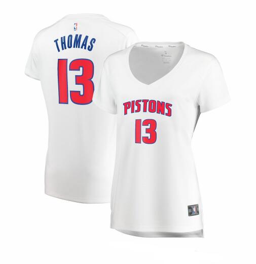 Camiseta baloncesto Khyri Thomas 13 association edition Blanco Detroit Pistons Mujer