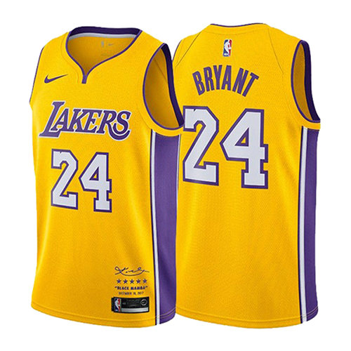 Camiseta baloncesto Kobe Bryant 24 Retirement 2017-2018 Oro Los Angeles Lakers Hombre