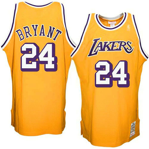 Camiseta baloncesto Kobe Bryant 24 Retro Amarillo Los Angeles Lakers Hombre