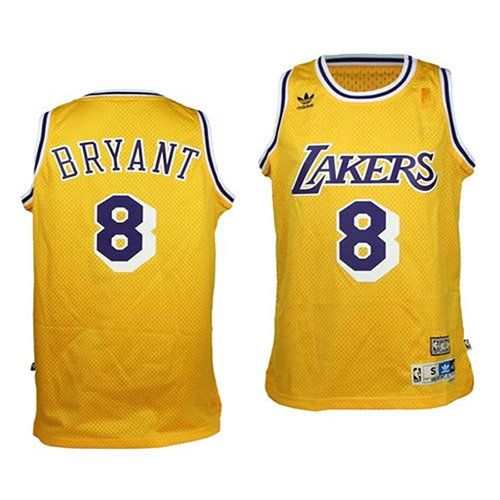 Camiseta baloncesto Kobe Bryant 8 Retro Amarillo Los Angeles Lakers Nino