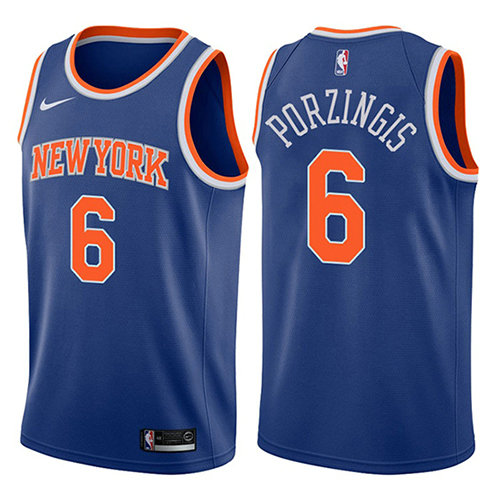 Camiseta baloncesto Kristaps Porzingis 6 2017-18 Azul New York Knicks Hombre