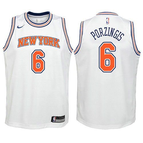 Camiseta baloncesto Kristaps Porzingis 6 2017-18 Blanco New York Knicks Nino