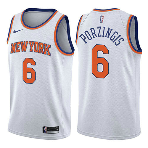 Camiseta baloncesto Kristaps Porzingis 6 Association 2017-18 Blanco New York Knicks Hombre