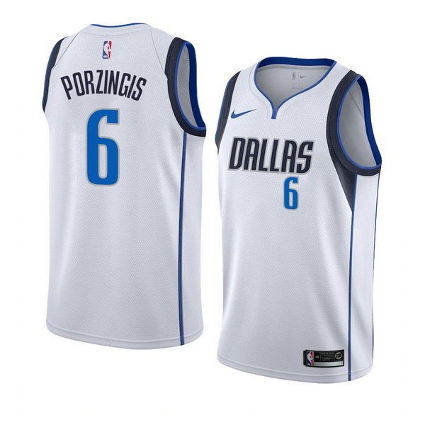 Camiseta baloncesto Kristaps Porzingis 6 Association 2018-19 Blanco Dallas Mavericks Hombre