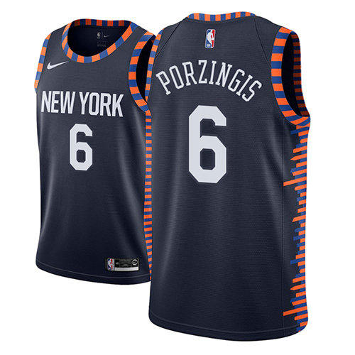 Camiseta baloncesto Kristaps Porzingis 6 Ciudad 2018-19 Azul New York Knicks Hombre
