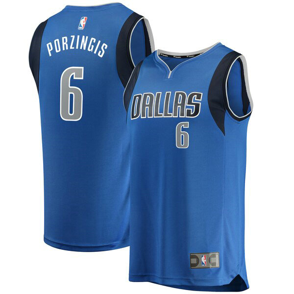 Camiseta baloncesto Kristaps Porzingis 6 Icon Edition Azul Dallas Mavericks Hombre