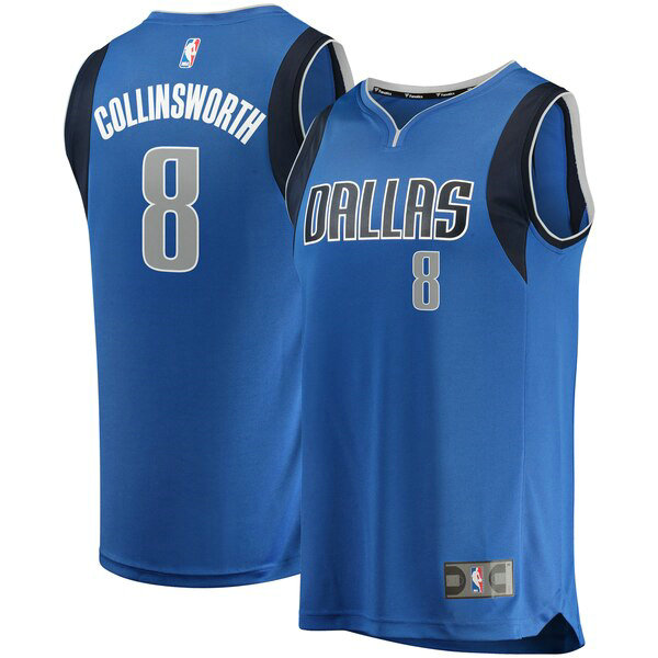 Camiseta baloncesto Kyle Collinsworth 8 Icon Edition Azul Dallas Mavericks Nino