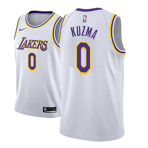 Camiseta baloncesto Kyle Kuzma 0 Association 2018 Blanco Los Angeles Lakers Hombre