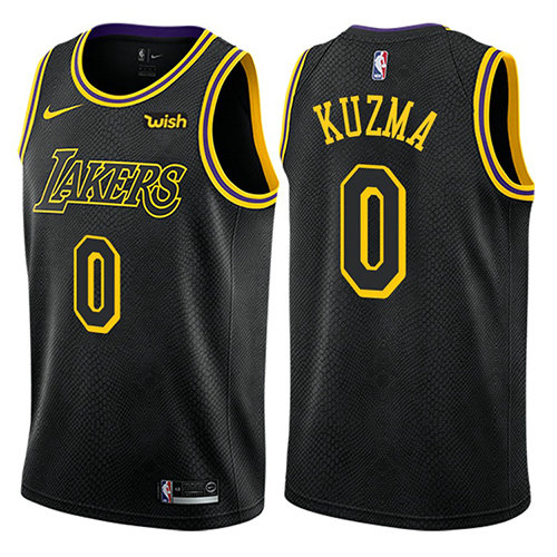 Camiseta baloncesto Kyle Kuzma 0 Ciudad Negro Los Angeles Lakers Hombre