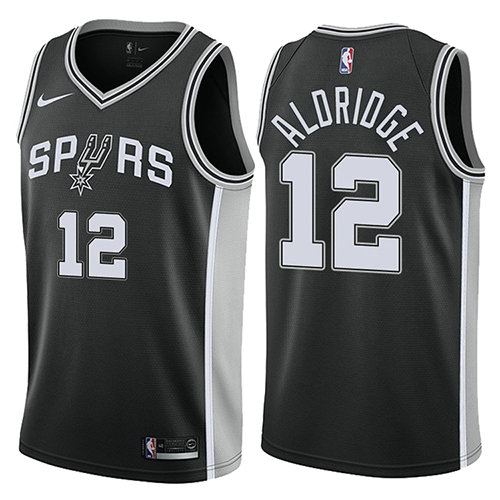 Camiseta baloncesto LaMarcus Aldridge 12 2017-18 Negro San Antonio Spurs Hombre