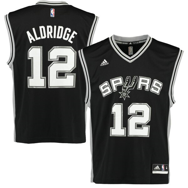 Camiseta baloncesto LaMarcus Aldridge 12 adidas Replica Negro San Antonio Spurs Hombre