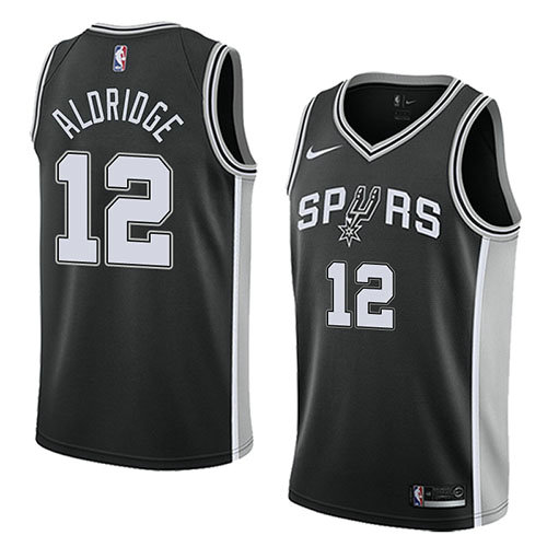 Camiseta baloncesto Lamarcus Aldridge 12 Icon 2017-18 Negro San Antonio Spurs Hombre