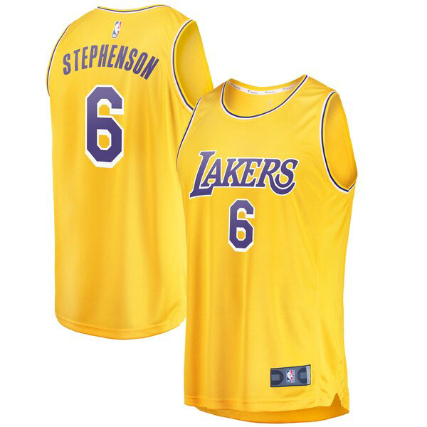 Camiseta baloncesto Lance Stephenson 6 Icon Edition Amarillo Los Angeles Lakers Hombre