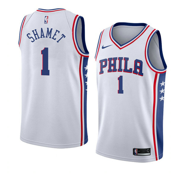 Camiseta baloncesto Landry Shamet 1 Association 2018 Blanco Philadelphia 76ers Hombre