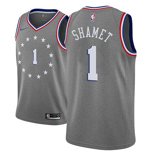 Camiseta baloncesto Landry Shamet 1 Ciudad 2018-19 Gris Philadelphia 76ers Hombre