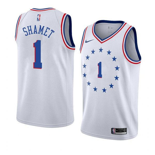 Camiseta baloncesto Landry Shamet 1 Earned 2018-19 Blanco Philadelphia 76ers Hombre