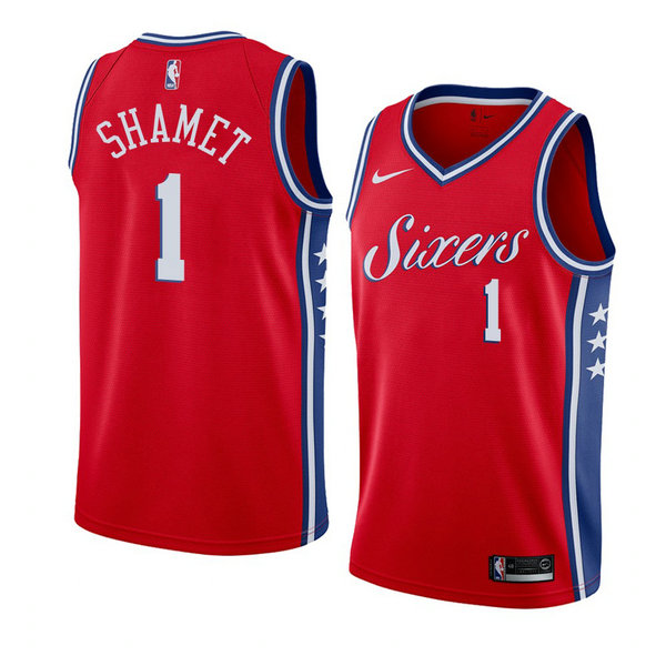 Camiseta baloncesto Landry Shamet 1 Statement 2017-18 Rojo Philadelphia 76ers Hombre